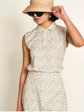 Birdie Golf Vibrant Floral Sleeveless Blouse S